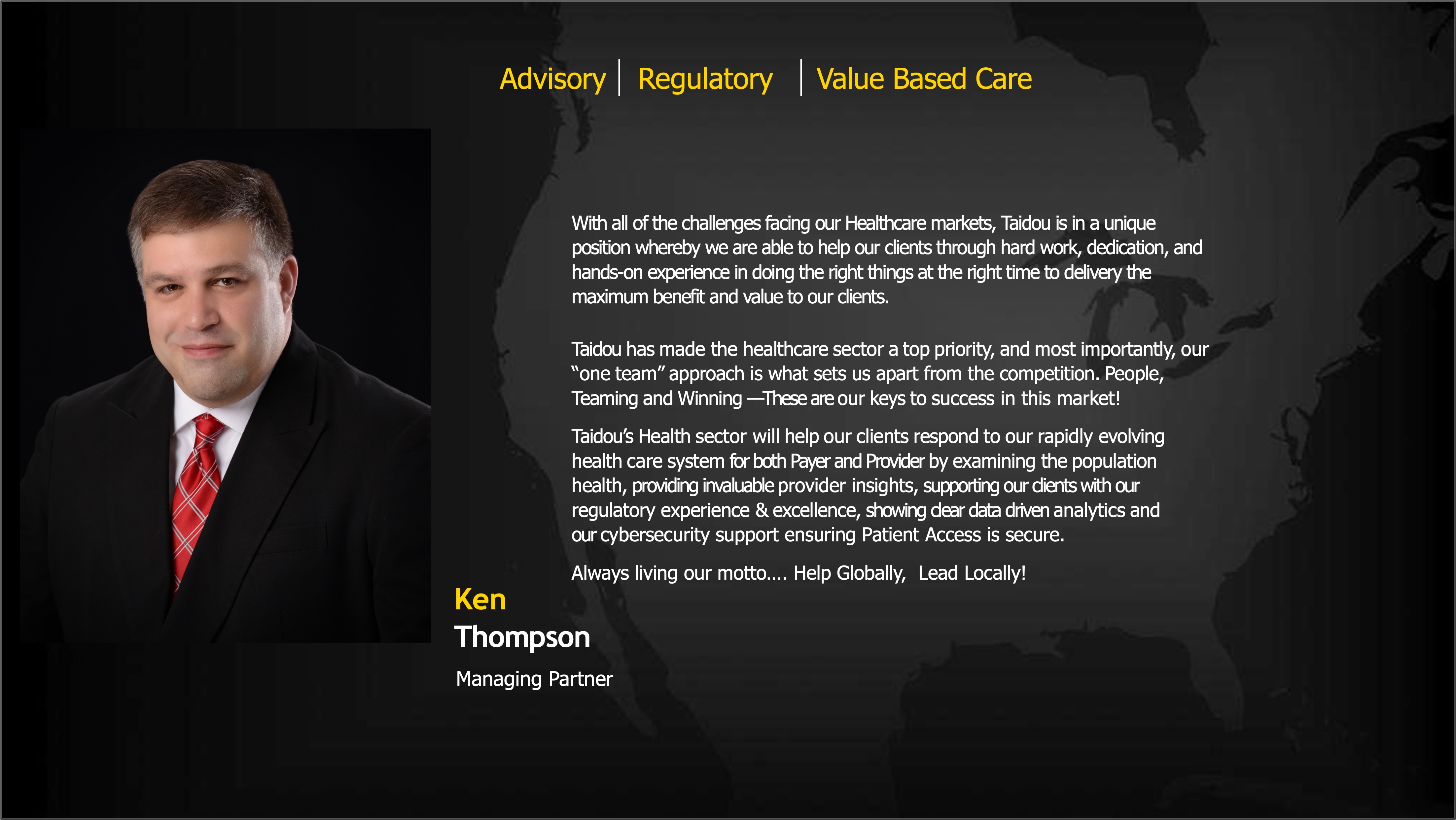 Ken Thompson - Managing Partner Healthcare Statement